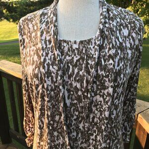 Chico's Easywear Twin 2 PC Set Jacket Size 0/1 Shell Slinky Leopard Brown Pink